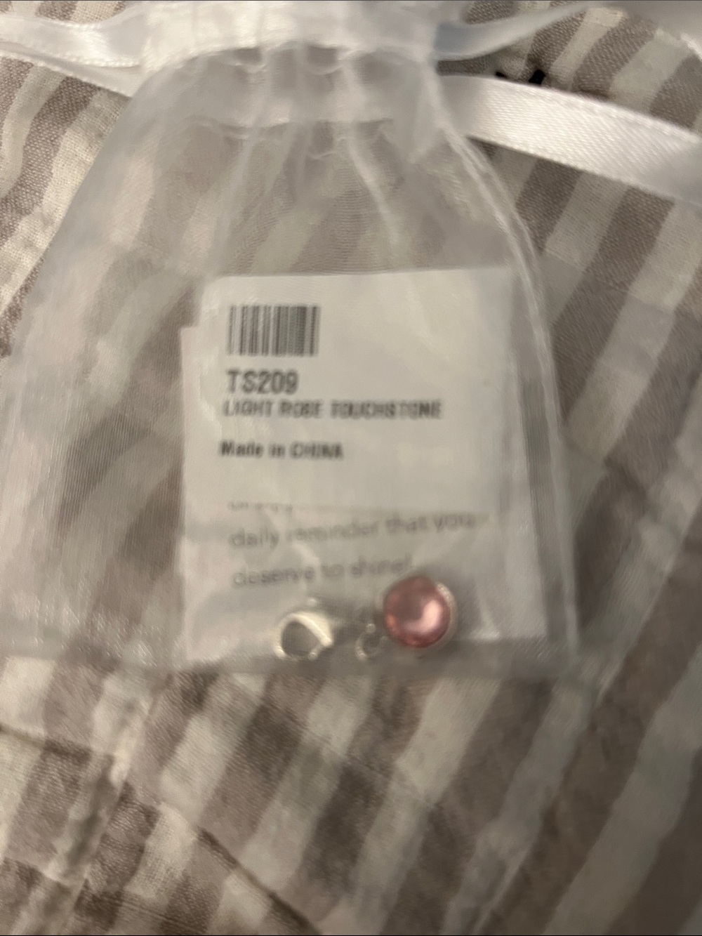 Touchstone Crystal Light Rose Single Charm Pendant